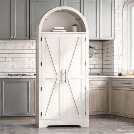 Buffet coloris blanc en MDF 70 x 35 x 170 cm (1/5)