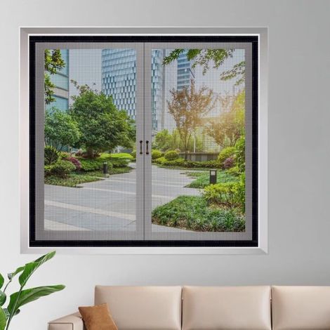 Moustiquaire Fenêtre 150x200cm Noir Fibres de Verre Moustiquaire Peut êTre ColléE Et InstalléE Sans PerçAge pour Filet Anti-Insectes (1/5)