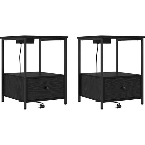 Maison Exclusive - Armadio da Notte con cassetto 2 pcs Rovere Nero 42 x 41 x 56 cm
