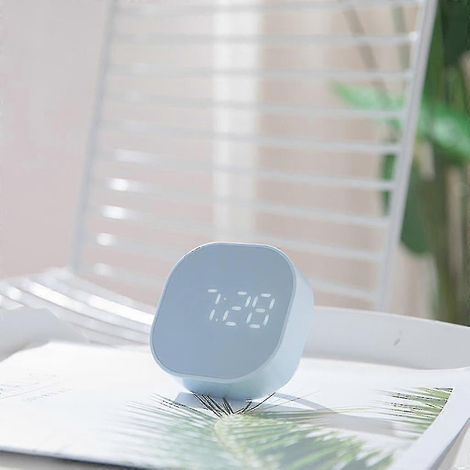 Mini réveil carré avec lumière LED lumineuse et silencieuse, horloge numérique multifonctionnelle avec éclairage bleu GLight (1/2)