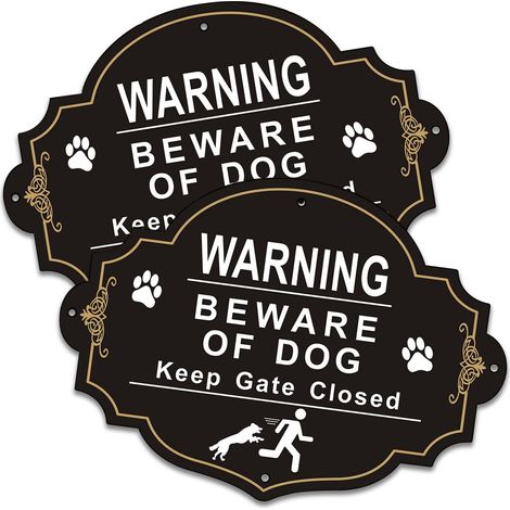 Lot de 2 panneaux « Beware of Dog » pour clôture, 25,4 x 20,3 cm, panneau de cour en aluminium antirouille de 40 mm d'épaisseur, protection UV et imperméable, utilisation extérieure/maison/entreprise (1/5)
