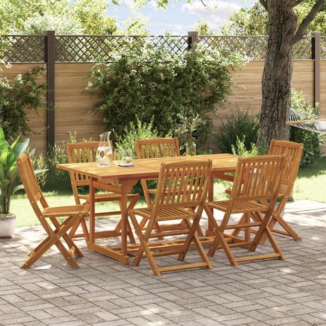 vidaXL 7 Piece Garden Dining Set 180x90x75 cm Solid Wood Acacia (1/5)