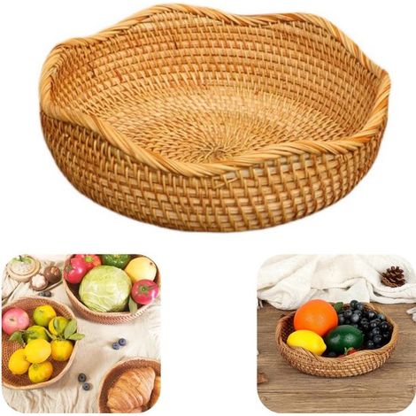 Panier de rangement 28 x 10 cm - corbeille pour fruits, pain et petits objets, lavable, brun (1/5)