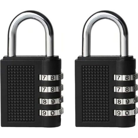 2PCS Serrures à combinaison Cadenas extérieur pour l'école Locker Boîte outils Pad Lock Petit Combo Digit Sports Gate Réinitialisable Code 4 Chiffres Casier Exterieur Serrure Clé (Noir),-- (1/5)