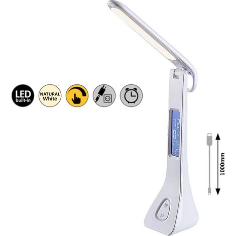 Lampada scrivania LED 7W con display bianca Rabalux (1/5)