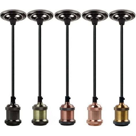 Douille E27, XU, E27 Lustre Suspension Culot de Lampe, Equipé tressé 1,5 pour E27 Lampe LED, Edison Retro Restaurant, Salon, Chambre, Cuisine (Champaign Gold) PEBA KZQ - KZQ (1/4)