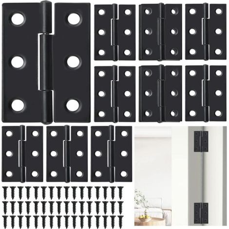 24 Stück Türscharniere, unsichtbares Scharnier, 34 x 55 mm, flaches Scharnier, schwarzes Scharnier, Schranktür, abnehmbare Türscharniere, Kugellager-Türscharniere mit Schrauben für Möbel – INHHUB