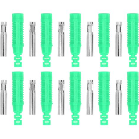 Lot de 10 connecteurs jack banane femelle J.10031 vert, fiche en laiton PA, tube isolant, adaptateur à pression (1/5)