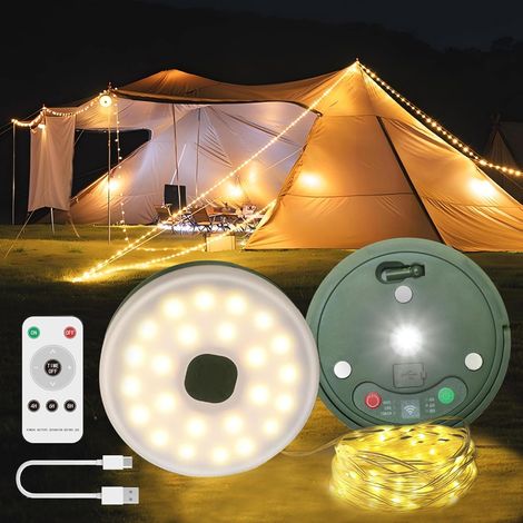 Lampe LED Rechargeable avec Télécommande, Lumière d'Ambiance Magnétique Dimmable pour Camping, Tente, Éclairage Extérieur et Urgence (1/5)