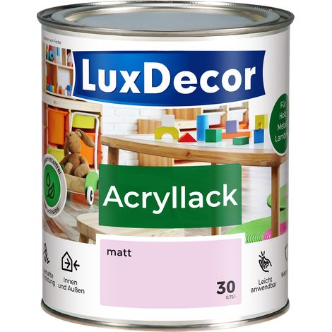 LUXDECOR Acryllack Holzfarbe Metall und Holz Lack Buntlack Matt (30) Rosa Flamingo - 0,75L