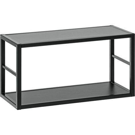 Scaffale SWITCH – 2 ripiani – Struttura in metallo nero opaco – Design minimalista