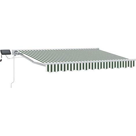 Manueller Markisenrahmen mit LEDs Grün und Weiß 3,5 x 2,5 m