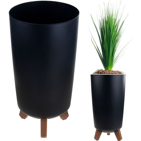 DGTL200-S433 Hochblütiger Blumentopf Anthrazit mit Füßen Runder Blumentopf Hoher Deckel auf Füßen Blumenbeet Anthrazit Palme (1/5)
