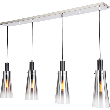 Visconte Atrani Ceiling Pendant Diner 4 Light with Ombre Glass Shade - Black (1/5)