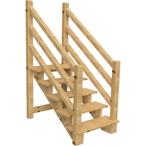 Terrassentreppe VENEZIA mit Treppengeländer beidseitig, 5 Stufen, H88cm B120cm, ohne Setzstzufen