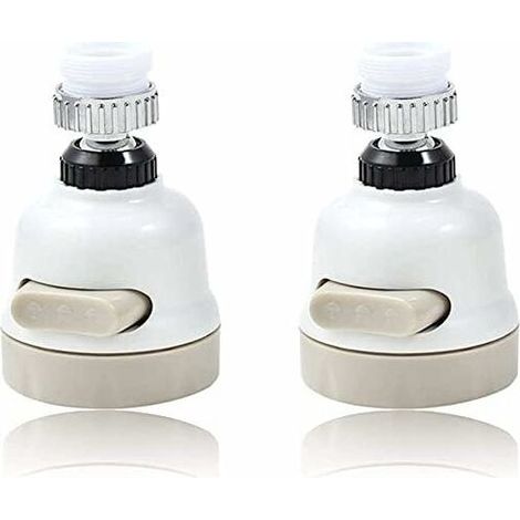 Juego de 2 cabezales giratorios para grifo de cocina, aireador de grifo ahorrador de agua, boquilla giratoria de 360°, cabezal antisalpicaduras con filtro, ahorrador de agua para cocina - Blanco (1/5)