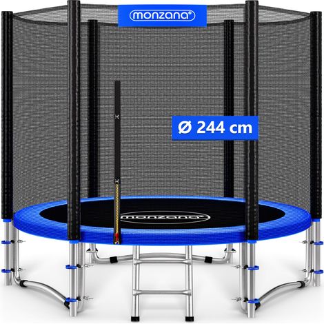Trampoline extérieur rond Ø244cm max. 150kg set complet filet de sécurité porte d'entrée échelle poteaux trampoline jardin