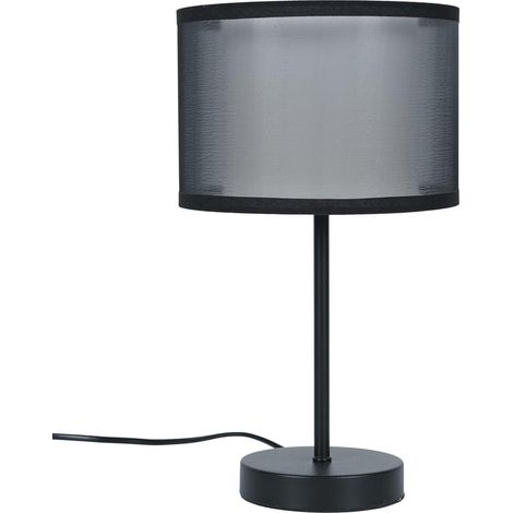 Lampada da tavolo grigia con doppio paralume, in ferro e metallo. (1/5)