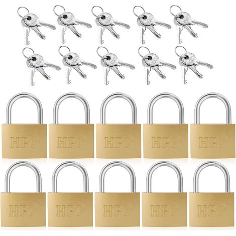 Lot de 10 cadenas avec clé, 30 mm, petit cadenas à fermeture identique pour valises, armoires, casiers, non ouverts (1/5)