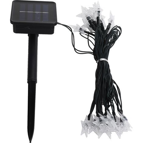 Guirlande solaire LED 5m, 8 modes d'éclairage, forme d'étoile, blanc chaud, pour décoration de jardin et fête (1/5)