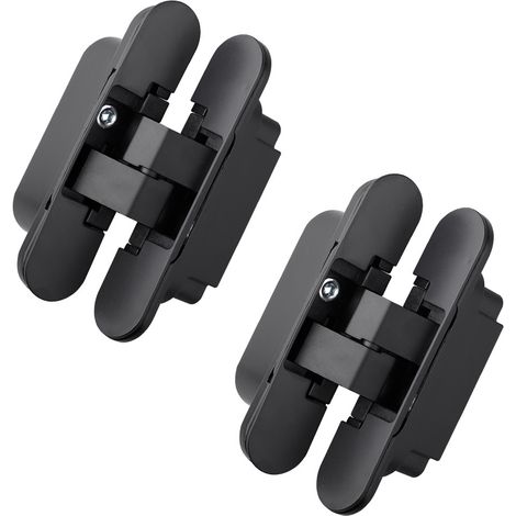 Invisible hinges for heavy doors - set of 2 (load 40 kg, opening 180°, black) (1/3)