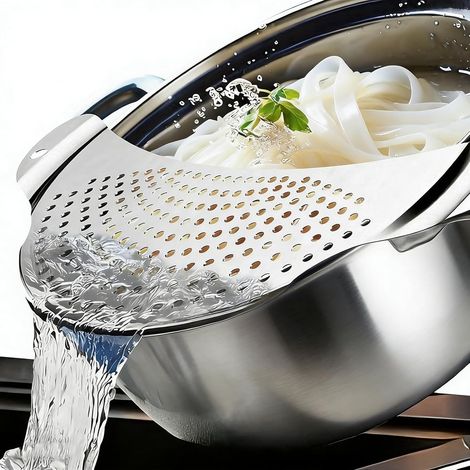 2 Pièces Passoire Alimentaire, Passoire Cuisine en acier inoxydable, egouttoir pates en acier inoxydable pour égoutter pâtes, légumes et pommes de terre, cuisine pour casseroles jusqu'à Ø 26 cm (1/5)