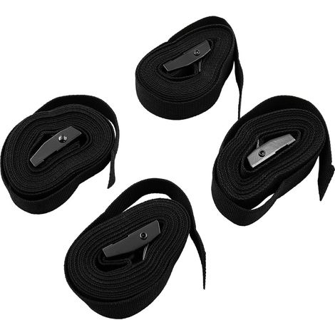 4 Sangle à cliquet, 2,5 x 250 cm, Sangle Robuste, Boucle de Sangle de Toit Noire réglable, adaptée aux camions, Marchandises, Motos, remorques, Bagages (1/5)