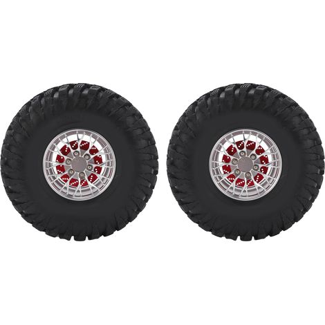 Jante en alliage métallique 2,2 pouces pour voiture RC, pneu en caoutchouc durable, pièces de rechange et accessoires d'amélioration argentés (1/5)