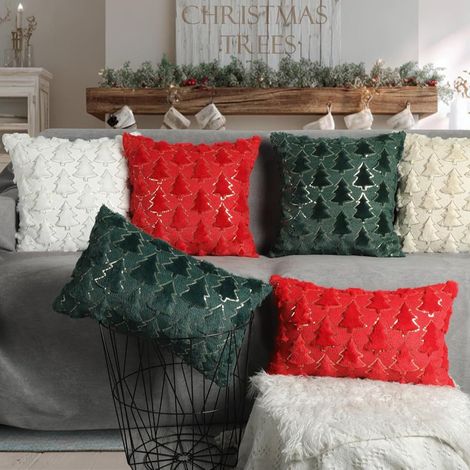 Nouvelle taie d'oreiller sur le thème de Noël, coussin sapin de Noël à paillettes de style américain, coussin de canapé, coussin de dossier, vente en gros, blanc flocon de neige, 4545CM (garniture d'o