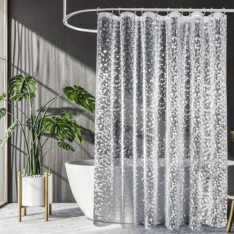 Shower curtain, suitable for the shower room, transparent, waterproof and mildew-resistant shower curtain, 180 x 200 (1/5)