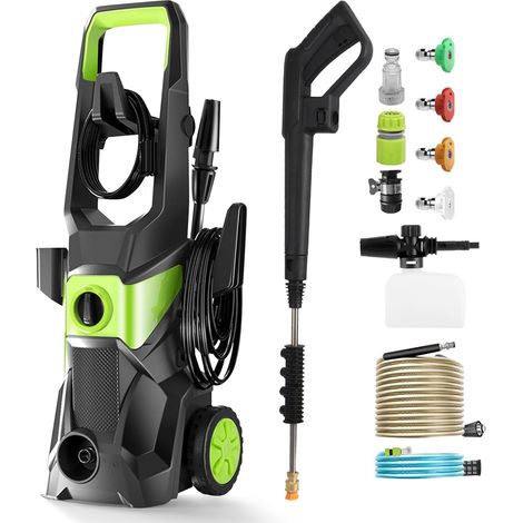 SJLERST Nettoyeur Haute Pression 2400W 4000PSI IPX55 débit 10/min, Tuyau de pression 52.5FT Pistolet et Flexible haute pression