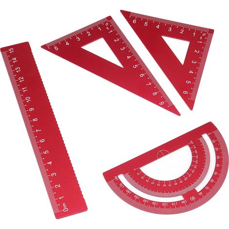 Kit de 4 règles en aluminium pour rapporteurs métal rouge (1/4)