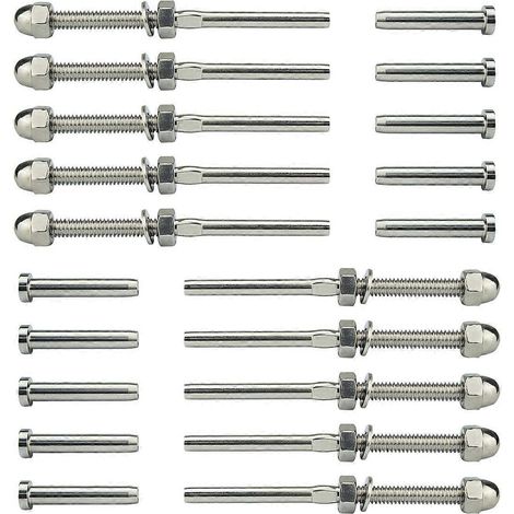 Kit de fixation pour câble de garde-corps avec boulon fileté et boule de pédale, embout 0,32 cm (1/4)