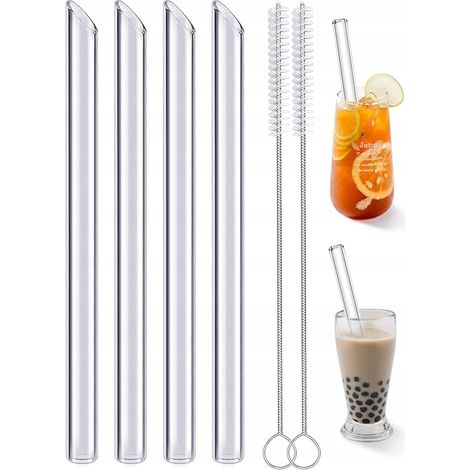 Lot de 4 pailles en verre réutilisables. (1/4)