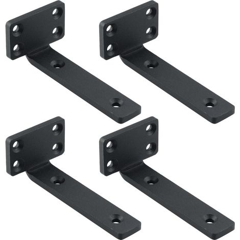 Lot de 4 supports étagère flottants mural 15cm noir (1/5)