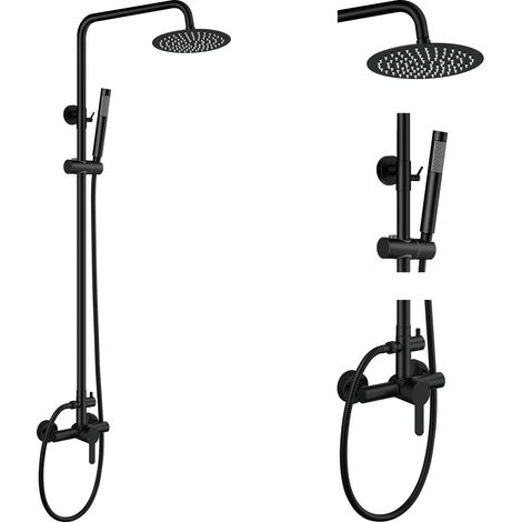 Mitigeur de douche d'extérieur SUS304 - Ensemble combiné - En acier inoxydable - 20,3 cm - Pommeau de douche à effet pluie - Poignée unique - Douchette haute pression - Support mural - 2 (1/5)