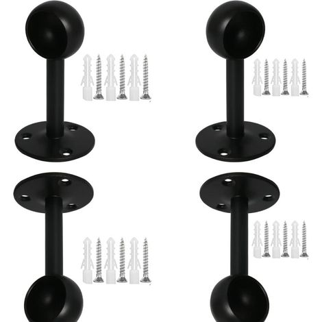 4 soportes para cortinas/cortinas de ducha/barras de armario, diámetro del orificio: 25 mm, con brida y base para fijación al techo.