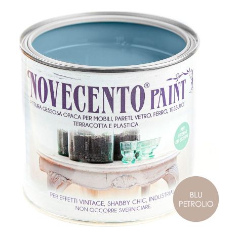 Novecento CHALK PAINT BLU PETROLIO Pittura Lavabile inodore senza primer 500 ML BLU PETROLIO