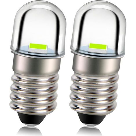 Ampoule LED E10 12V 2525 1SMD Puce Verte 100LM Remplacement d'ampoule LED pour Lampe de Poche Torche Paquet de 2
