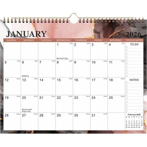 Calendrier Murale - Papier Épais - Janvier 2026 à Juin 2027 - Semaines Numérotées - Format 15 x 12 Pouces - Reliure Spirale (1/5)