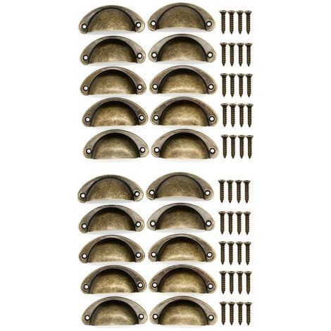 20 Poignées De Tasse Coquille Couleur Bronzée, Poignées De Tirage De Tiroir Vintage, PoignéEs Et Boutons De Porte De Placard De Cuisine Rétro Semi-Cercle, PoignéEs De Porte De Commode De Meub (1/5)
