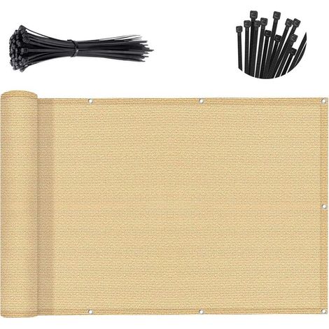 Brise-vue beige 0,9 × 3 m – Maille polyéthylène – Protection 95 % lumière et UV – Pour balcon, terrasse, jardin (1/3)