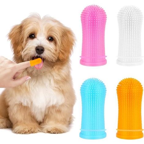 Brosse à dents - Non spécifié - 4 Pièces - Silicone alimentaire - Soins dentaires - Petit animal (1/4)