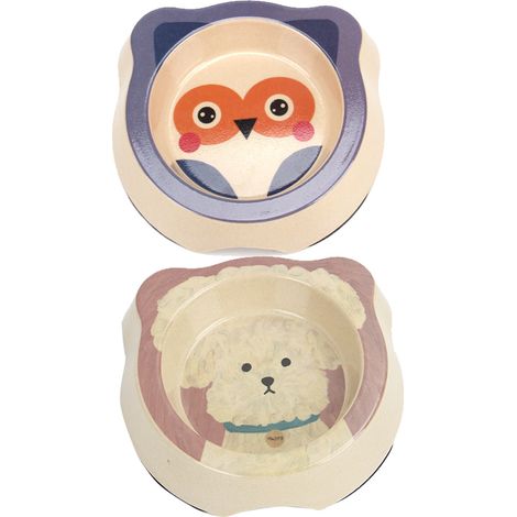 Gamelle pour animaux, gamelle en fibre de bambou, gamelle simple pour chien de style dessin animé et gamelle pour chat. (1/4)