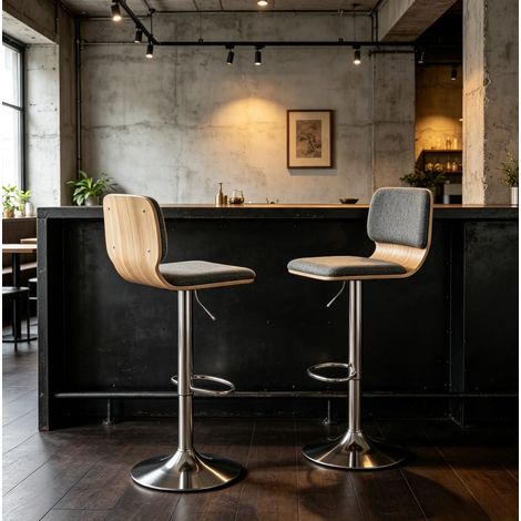 Set di 2 sgabelli da bar girevoli e regolabili in altezza, grigio OKMYHOME (1/5)
