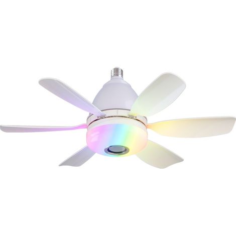 Ventilateurs de plafond silencieux avec culot E27 Ventilateur de plafond avec lumière RVB réglable Lampe Ventilateur silencieux avec télécommande haut-parleur Bluetooth éclairage pour salon chambre So (1/5)