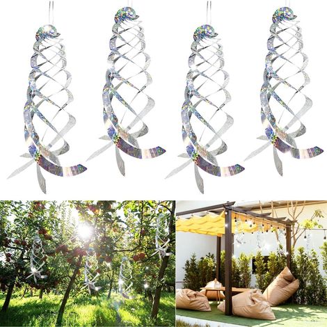 Set of 4 reflective bird repellent wind chimes, pigeon repellent, for balcony, decoration, garden, yard, orchard (1/5)