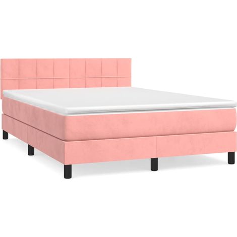 Maison Exclusive - Giroletto a Molle con Materasso Rosa 140x200 cm in Velluto