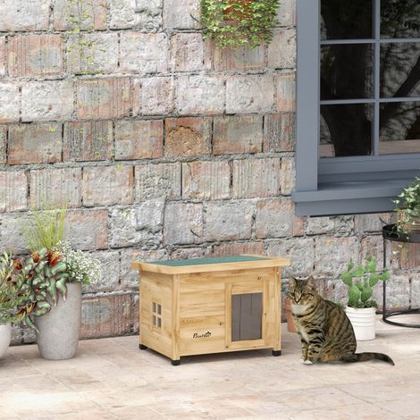Katzenhaus Katzenhütte Katzenhöhle, wetterbeständig, Katze 6 kg, 57 cm x 45 cm x 43 cm, Natur