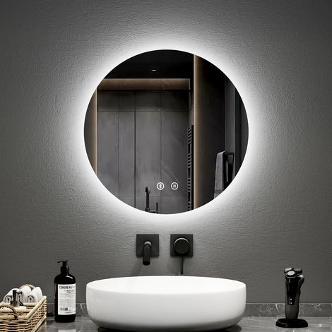 EMKE 500mm Round Bathroom Led Mirror with Bluetooth Illuminated Backlit Wall Mounted Vanity Mirror with Defogging, Brightness Adjustment (1/5)